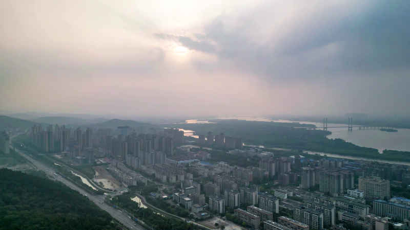 湖北襄阳城市风光航拍摄影图