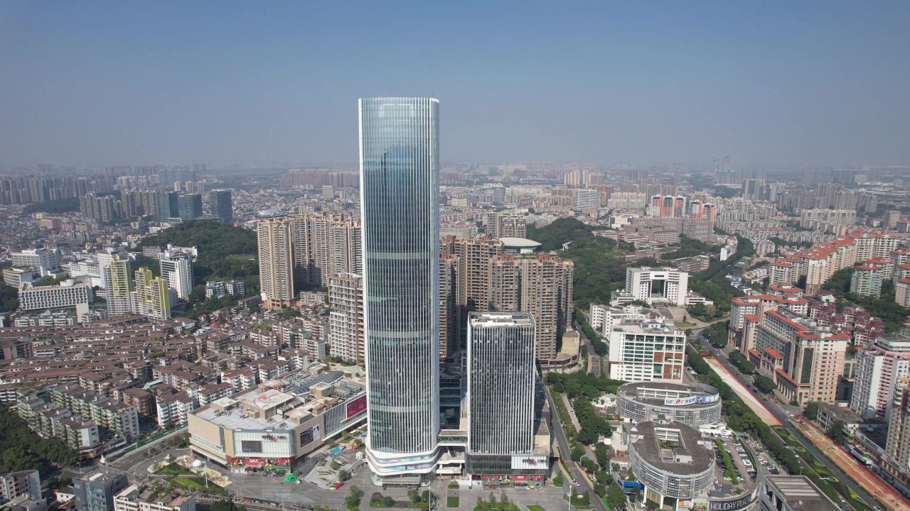 广东中山完美金鹰大厦地标建筑航拍 
