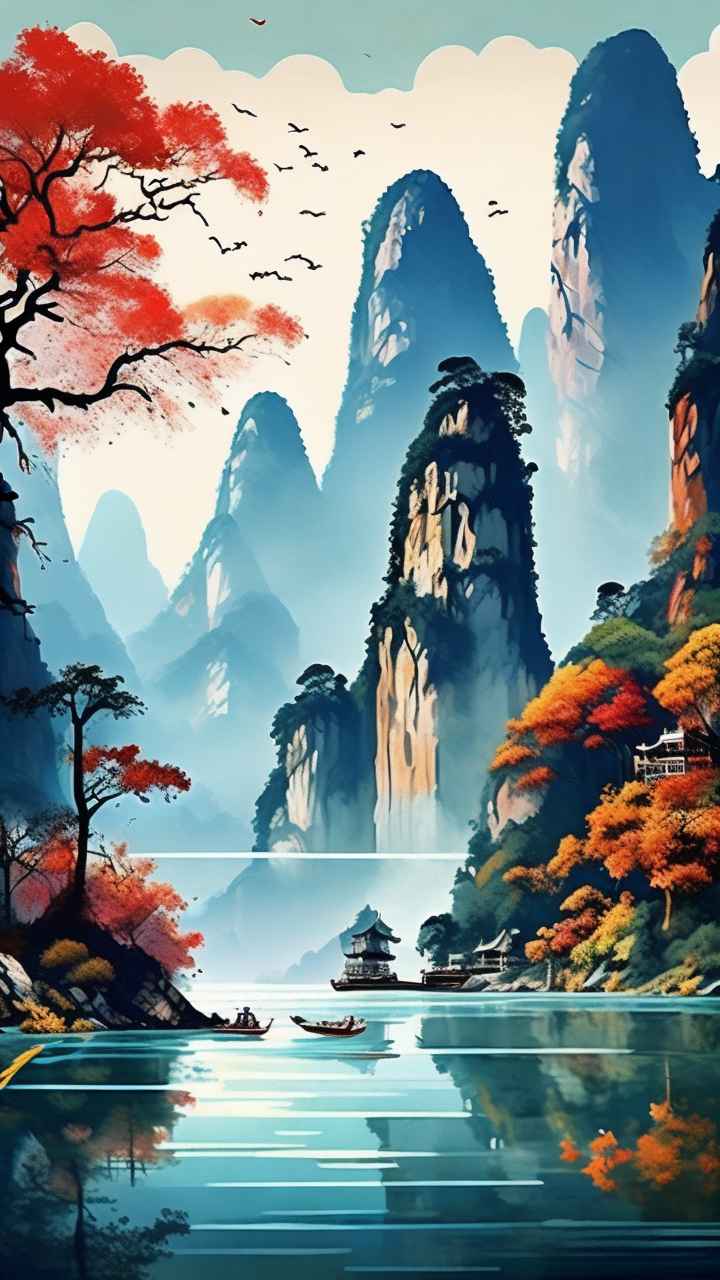 插画风格 桂林山水 5