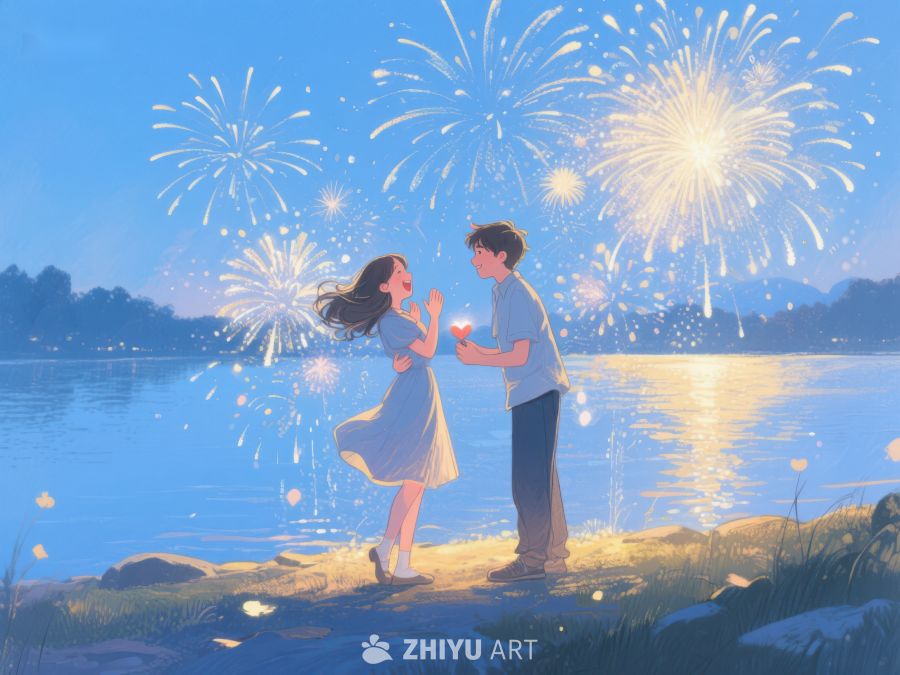 湖畔烟花下的浪漫瞬间 287