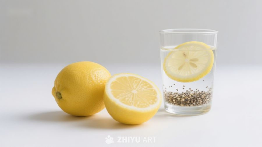 柠檬切片与水杯的清新组合 249
