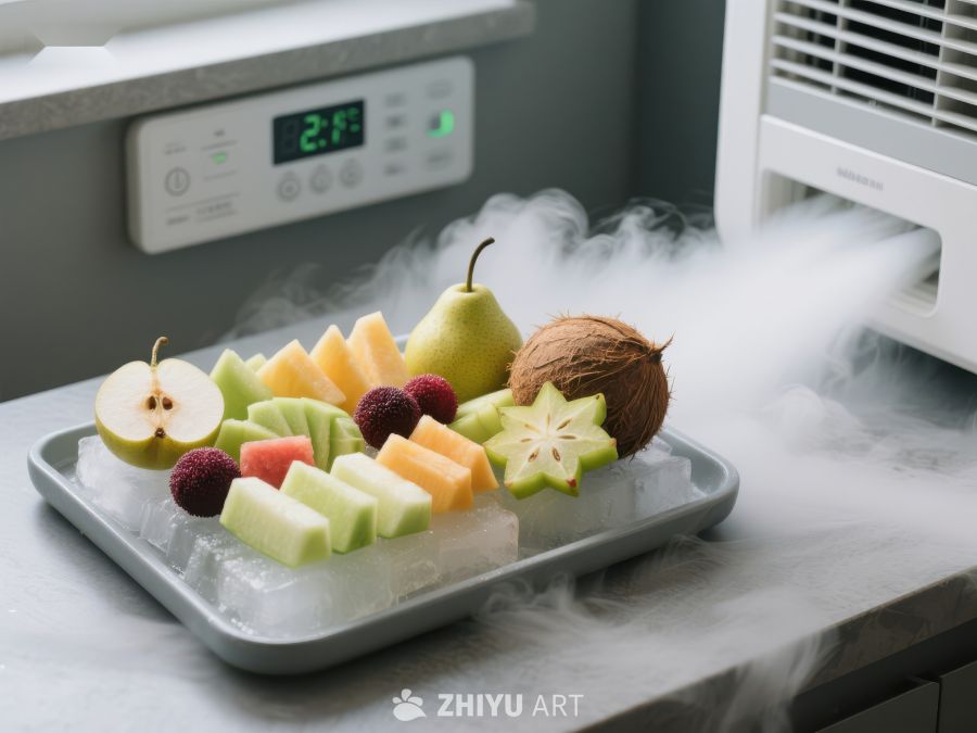 冰块上的新鲜水果与蒸汽 19
