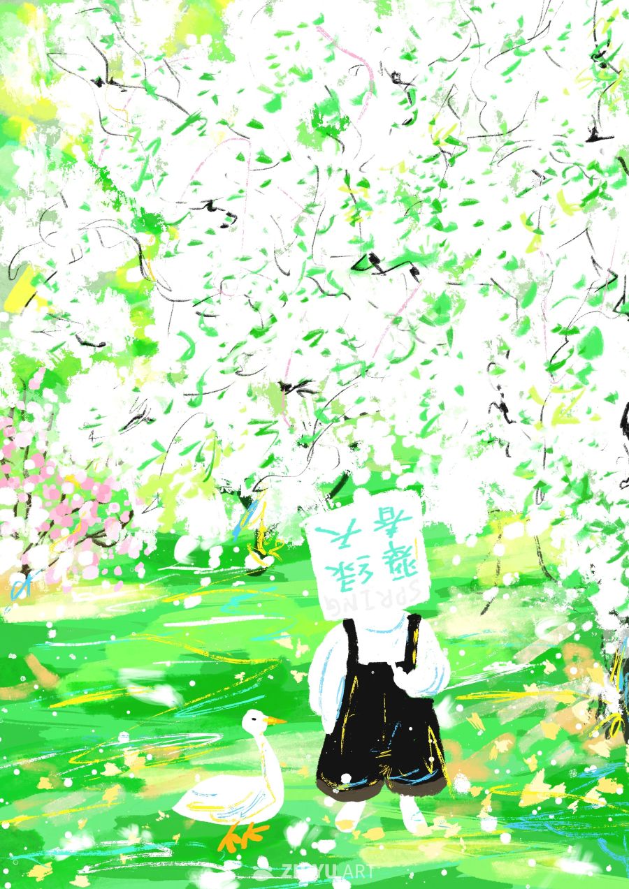 原创治愈插画作品素材四季节气节日自然 60