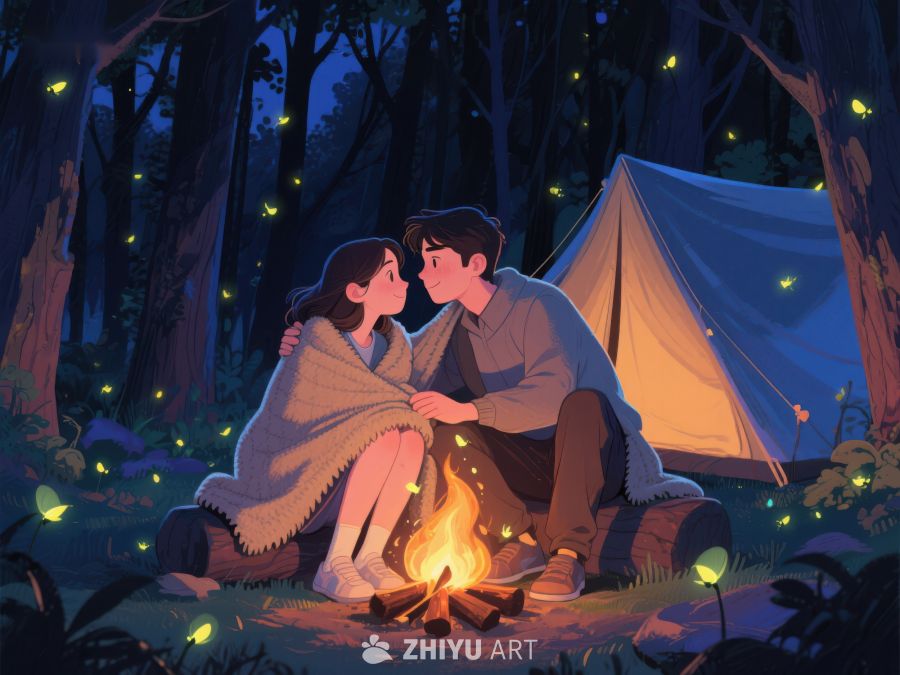 夜林篝火旁的温馨时刻 990