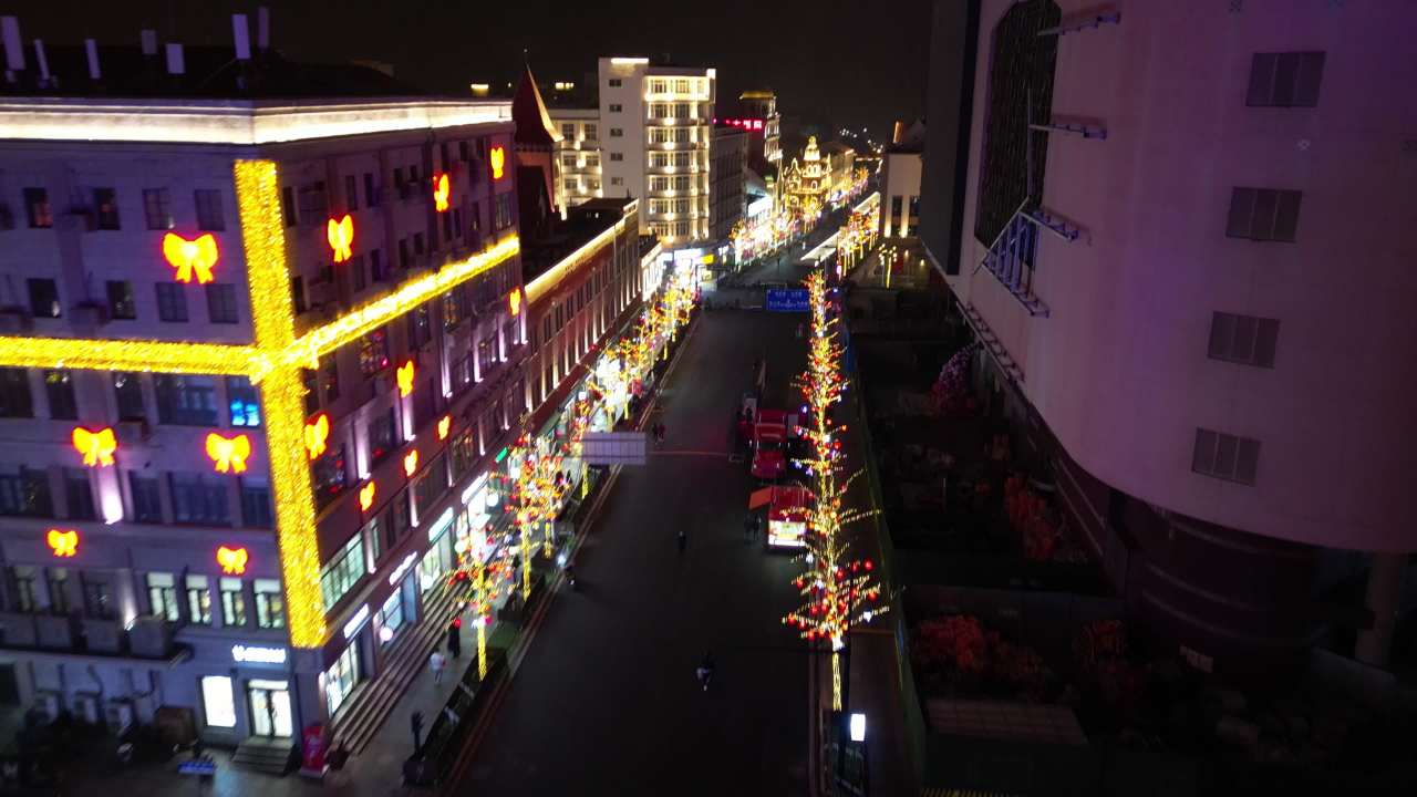 青岛老城区夜景中山路雪景航拍 2