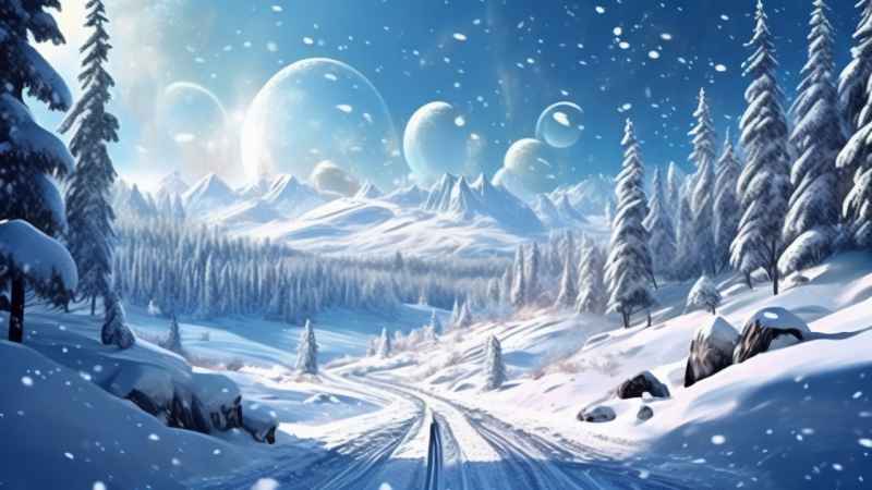 冬季背景图插画雪山雪景 21
