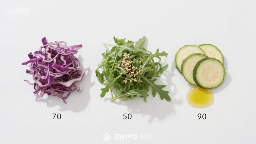 三种蔬菜食材及重量展示