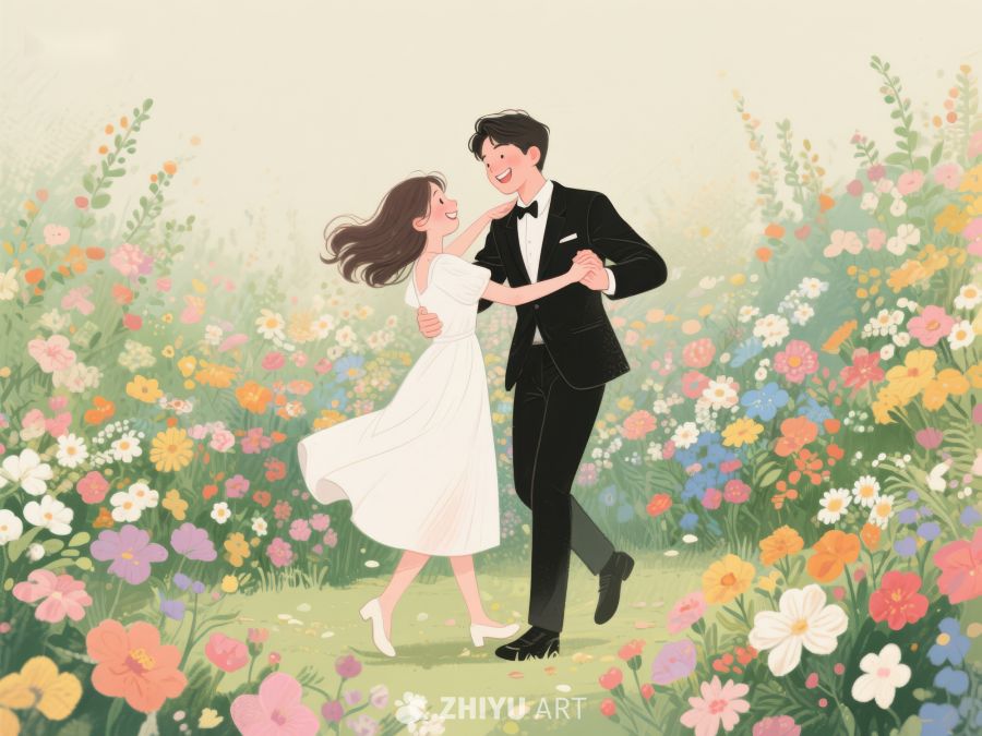 花丛中翩翩起舞的恋人 302