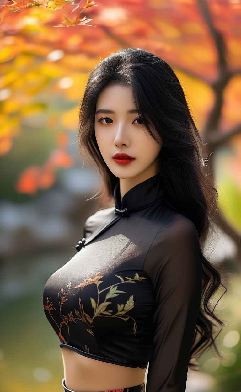 秋天美女户外摄影图 14