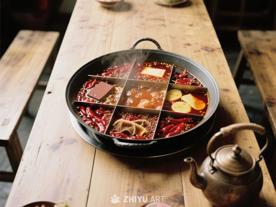 火锅分格锅底，热气腾腾的美食 174