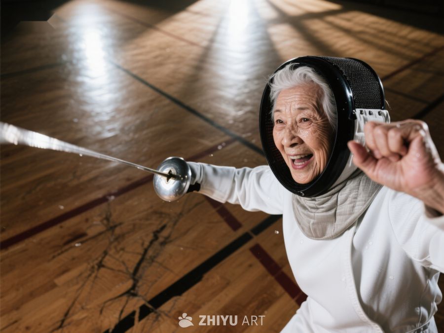 老年女性击剑，活力四射 235