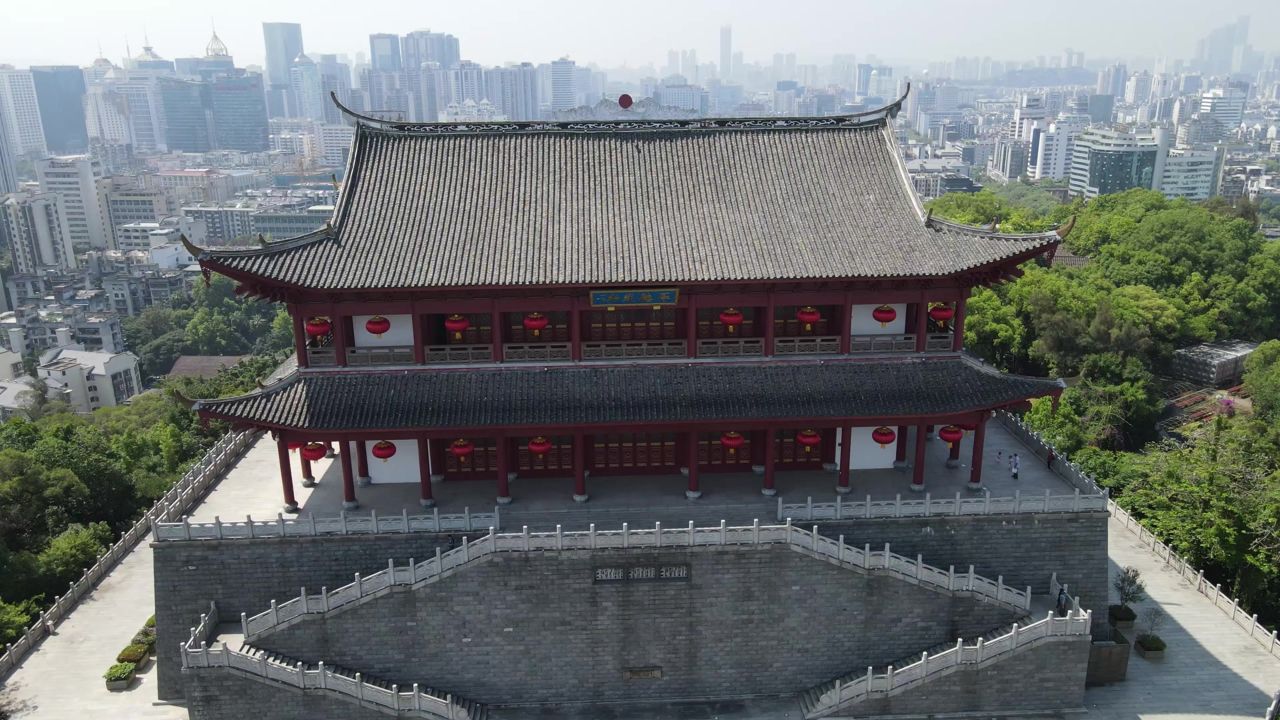 福建福州镇海楼地标建筑航拍