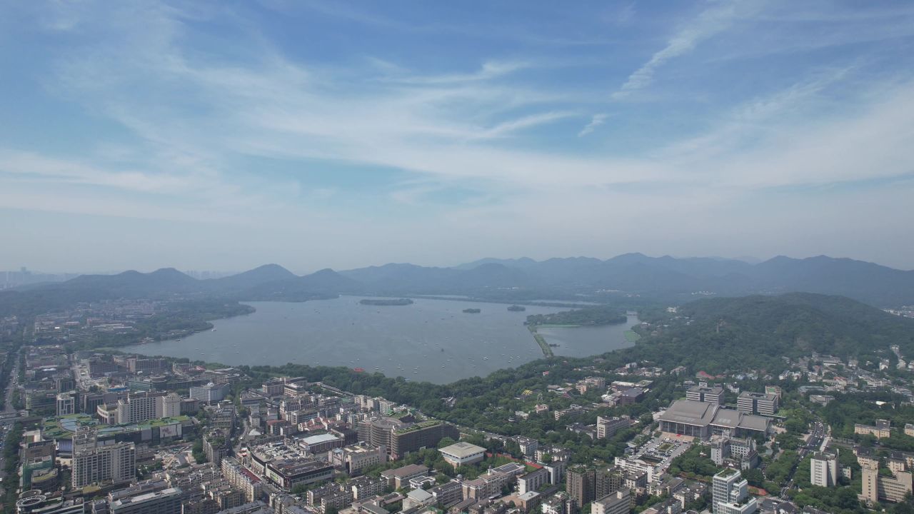 浙江杭州城市风光地标建筑航拍