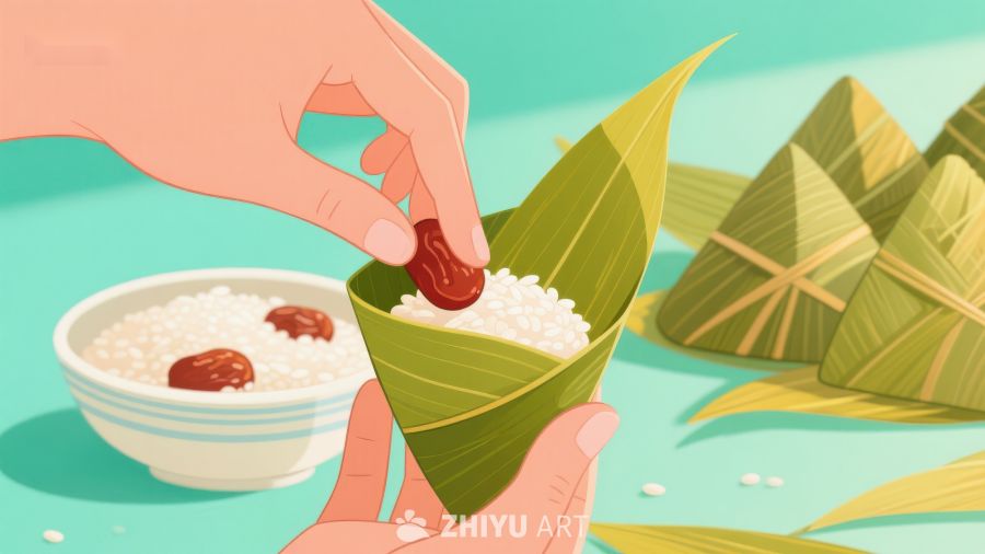 手工制作粽子，传统美食 382