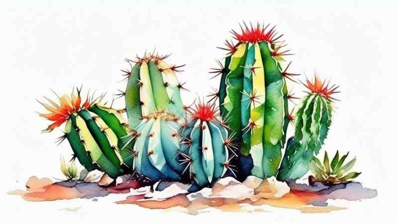 仙人掌自然植物插画 63