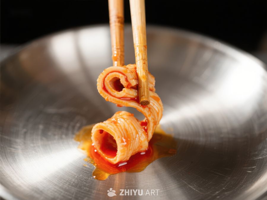 筷子夹起蘸酱面条 733