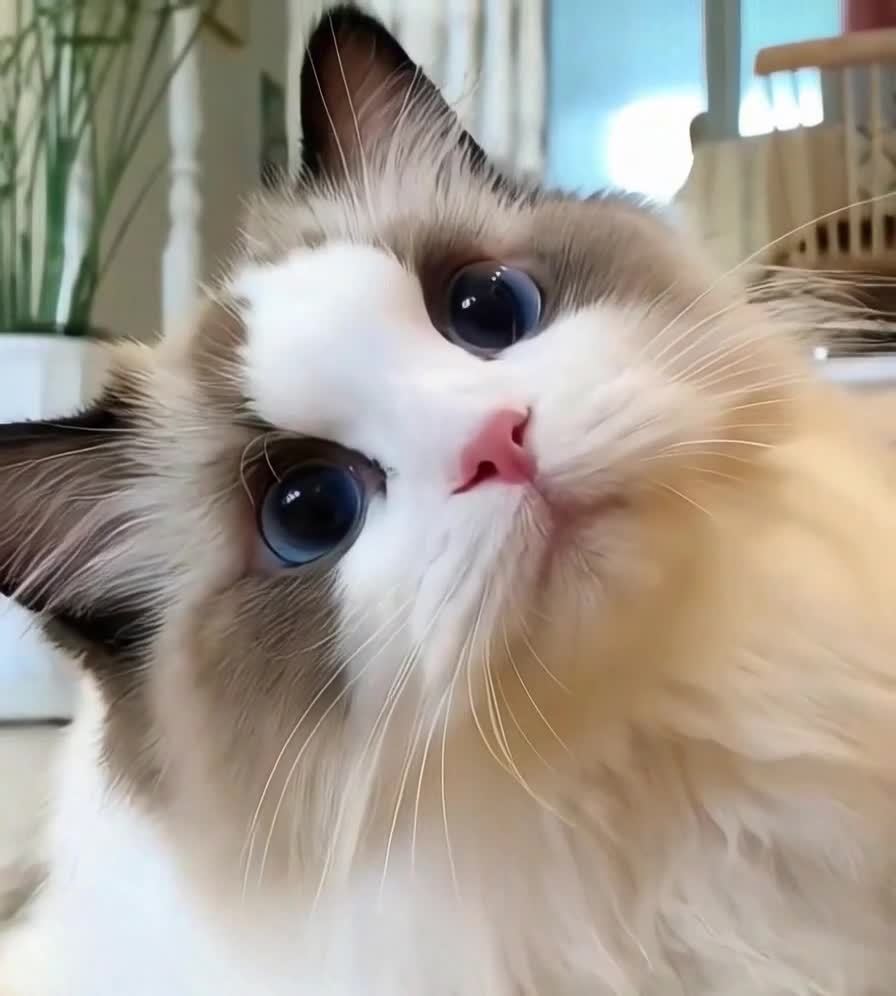 蓝眼白棕小猫咪的特写镜头
