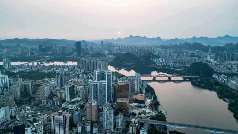 广西柳州城市风光航拍摄影图 