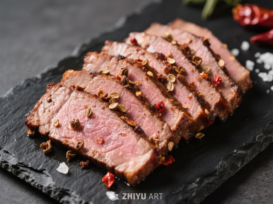 香辣调味的切片牛肉