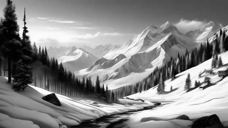 冬季背景图插画雪山雪景 84