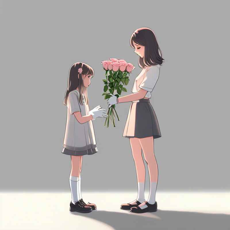 母亲把花送给女儿 6