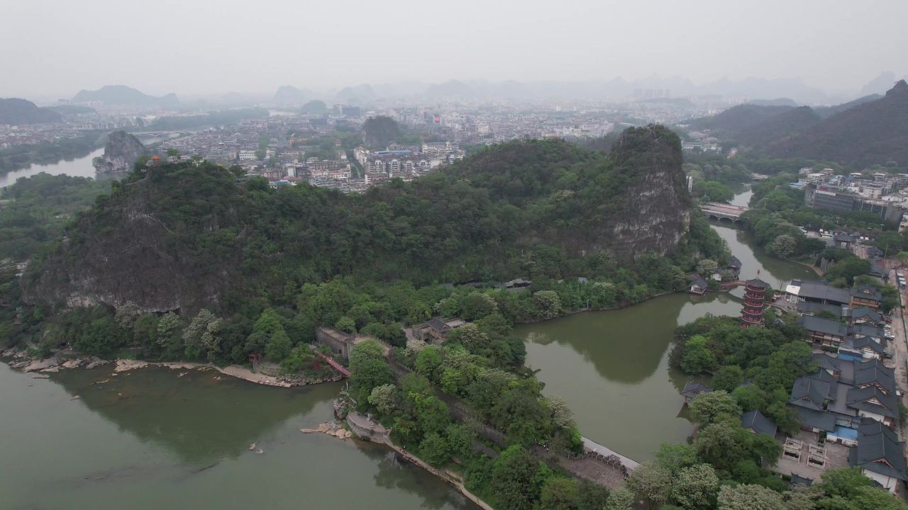 广西桂林山水风光航拍 