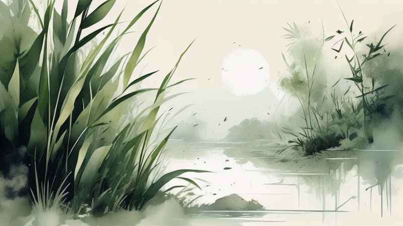 绿竹水墨插画背景图 17