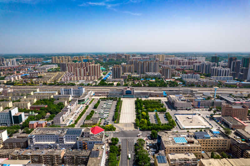 湖北衡水火车站高楼建筑航拍摄影图