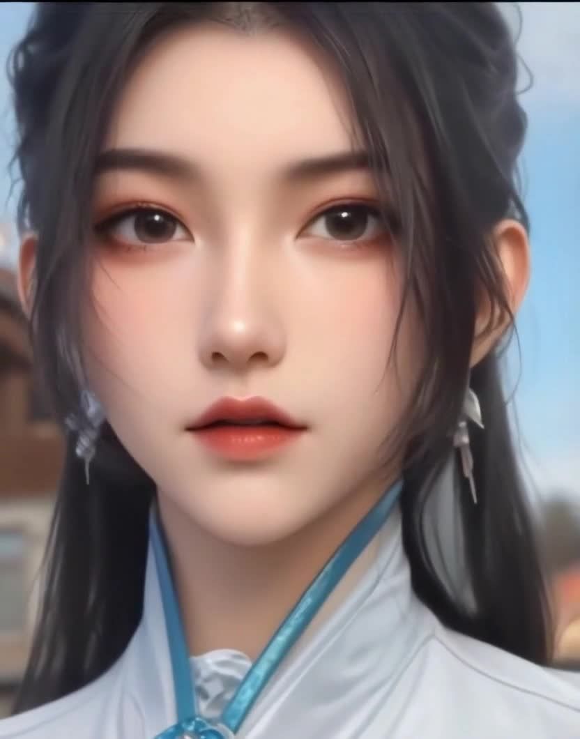 一位留着黑色长发的年轻女子出现在画面中。她有着精致