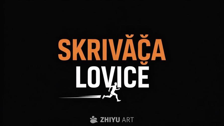 黑色背景上显示橙色的“SKRIVAČA”字样，下方