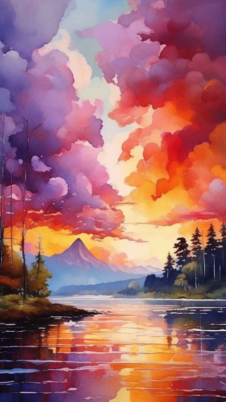 火烧云自然主题插画 34