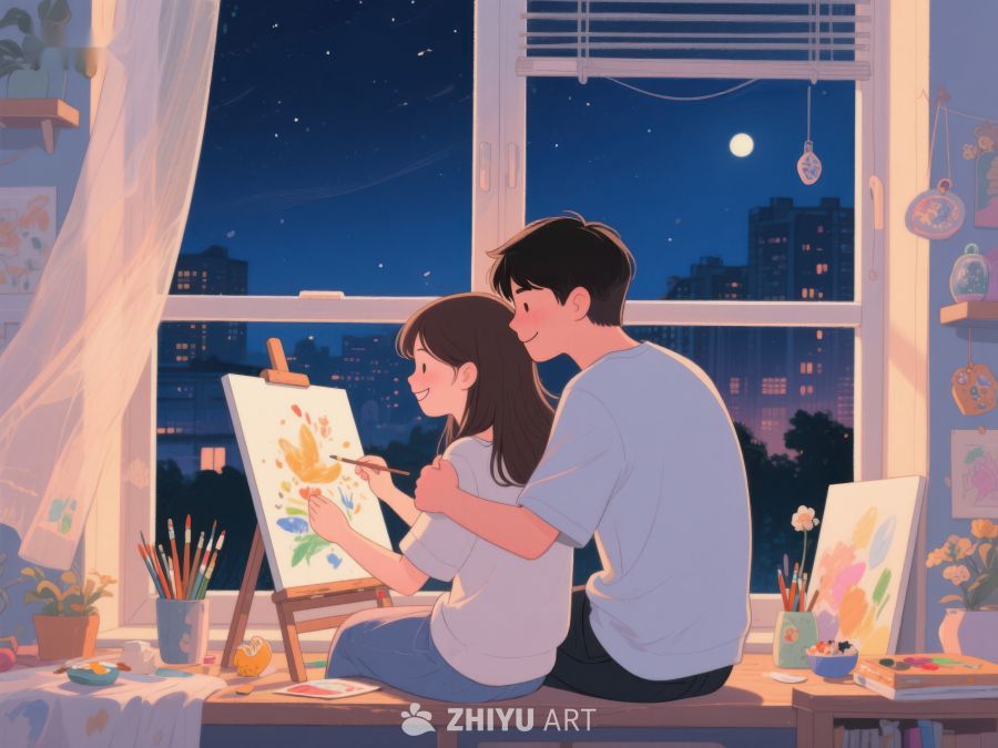 夜晚窗边的共同创作 1078