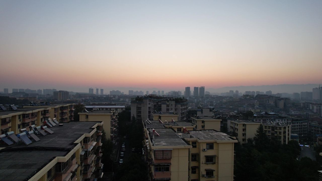 城市日出朝霞航拍
