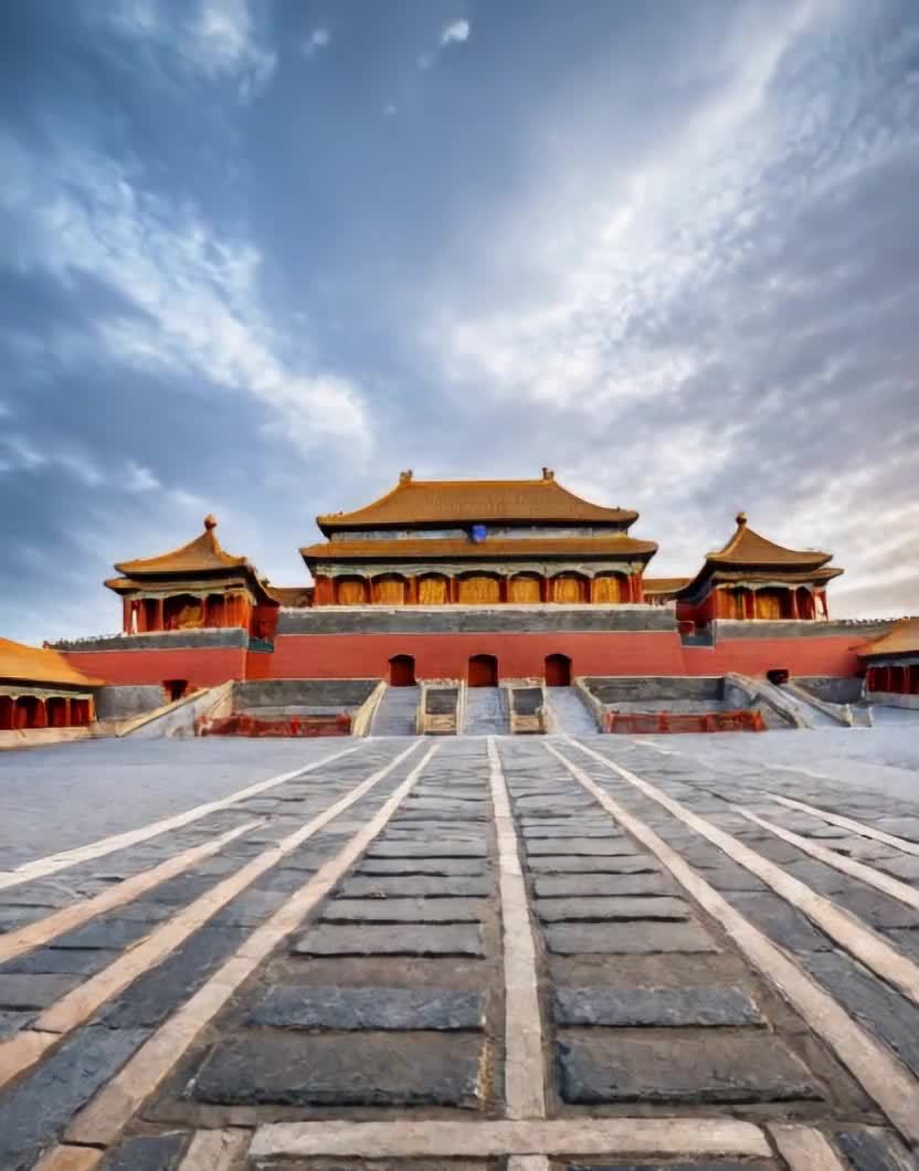故宫主体建筑及移动云朵石板路