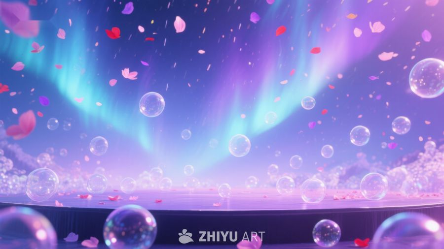 极光下的泡泡与花瓣 176