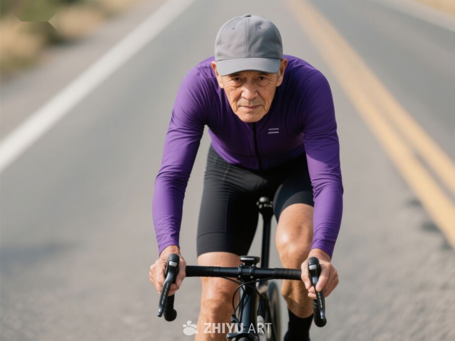 骑行者在公路上专注前行 682