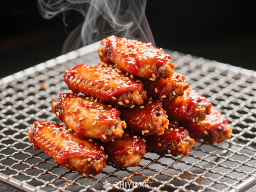 香辣烤鸡翅，热气腾腾