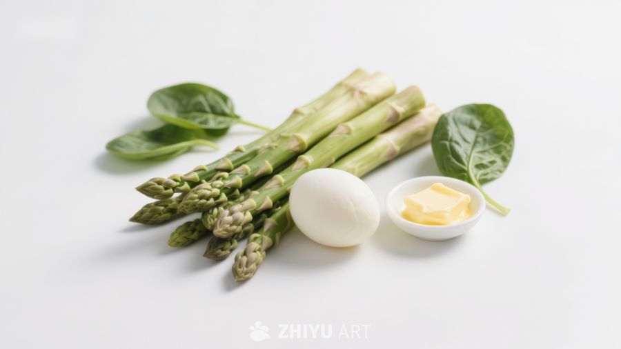 芦笋鸡蛋与黄油食材组合