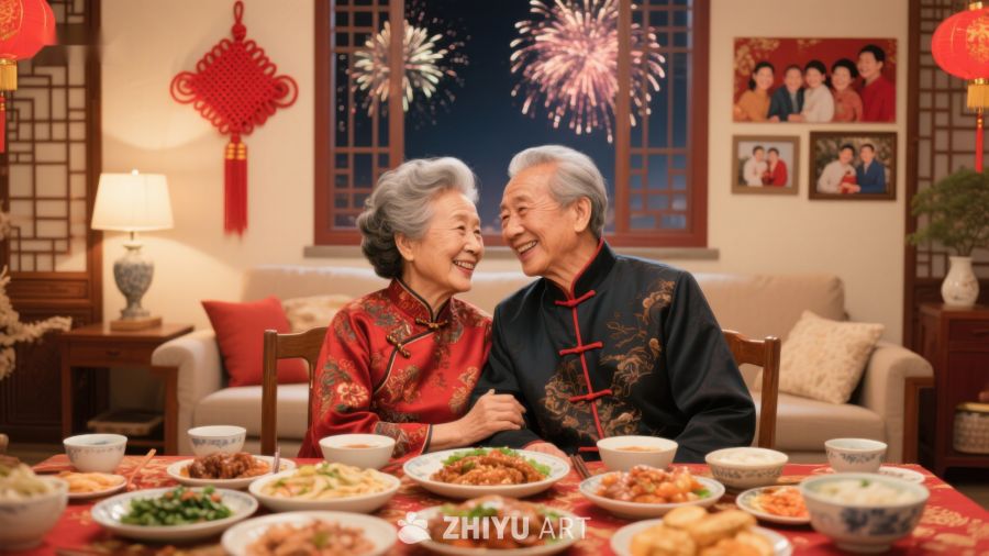 老年夫妇共庆传统佳节 612