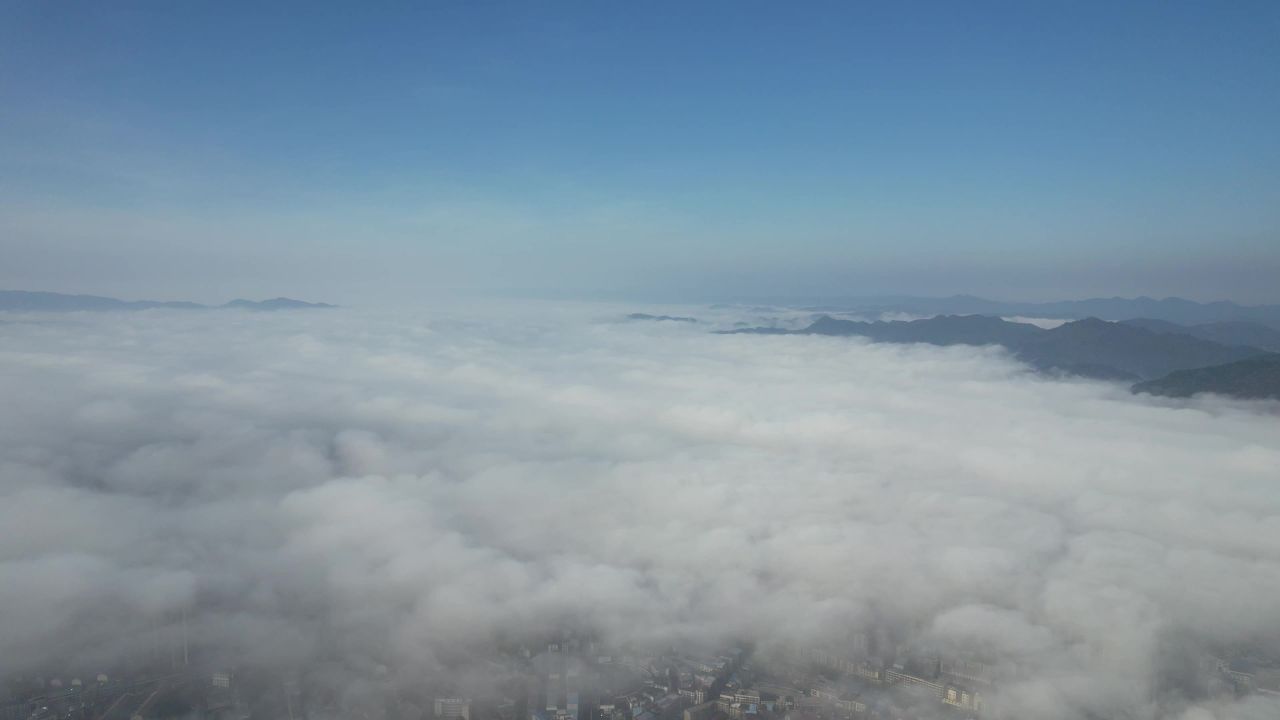 自然风光清晨云海航拍 