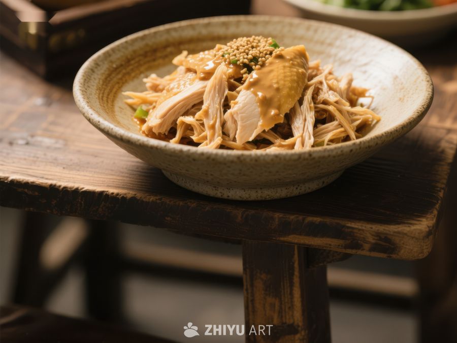 芝麻鸡丝拌面，传统美食 1782