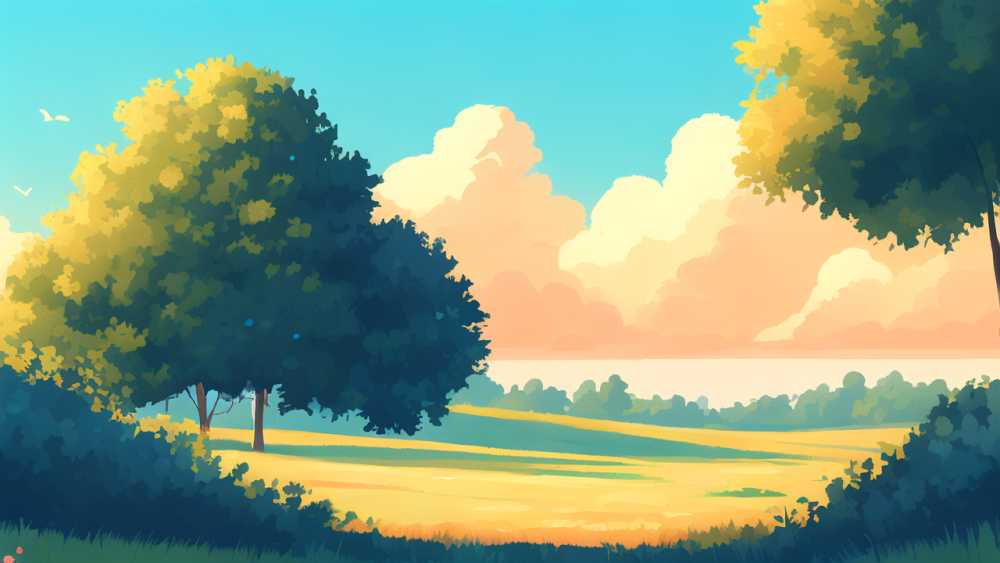 夏天唯美风景原创插画海报