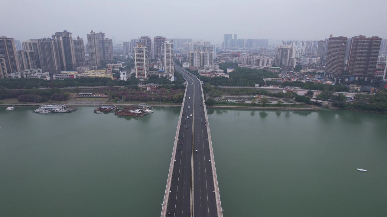  广西南宁邕江风光桥梁航拍