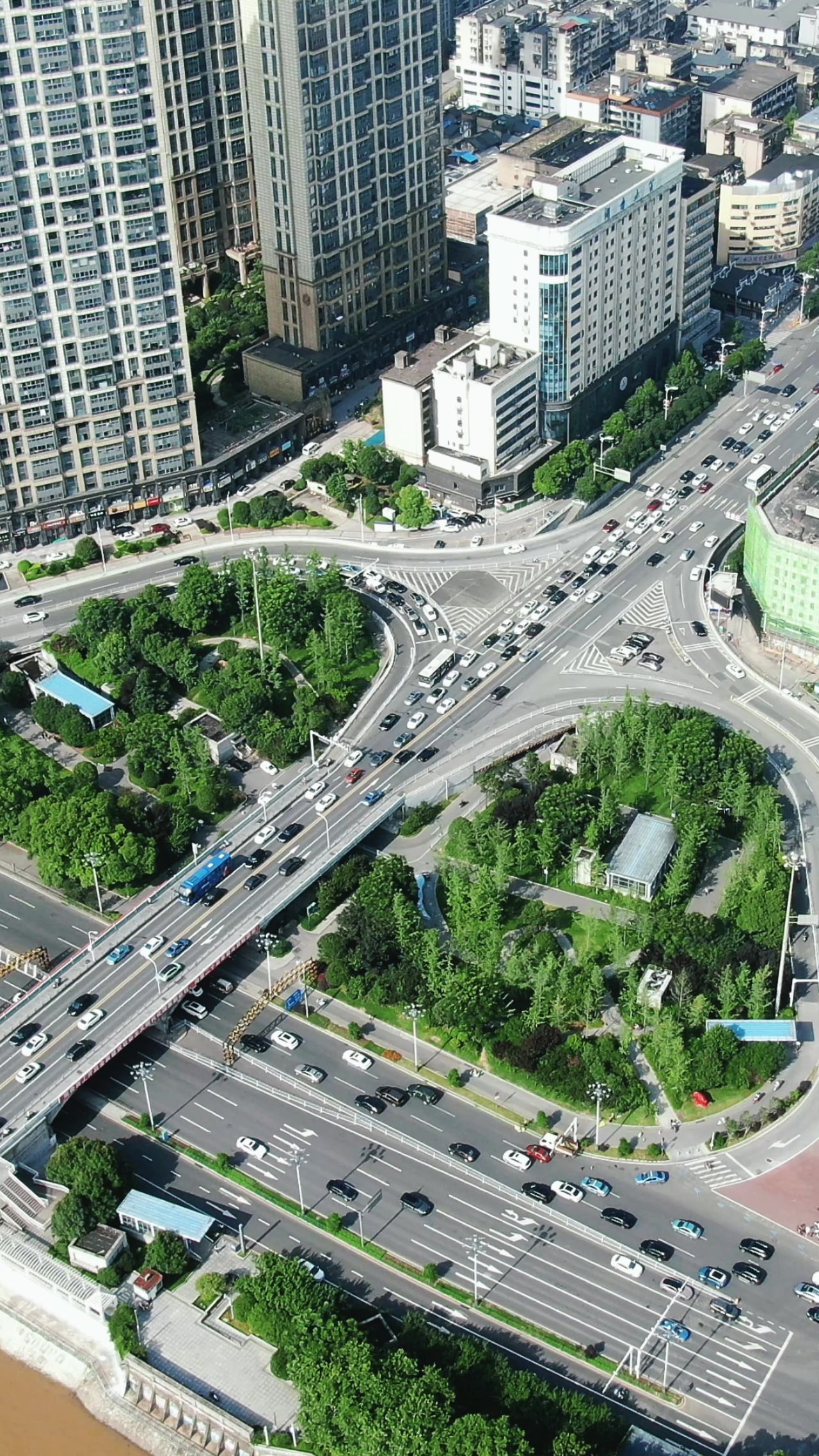 城市航拍湖南长沙五一大道拥堵