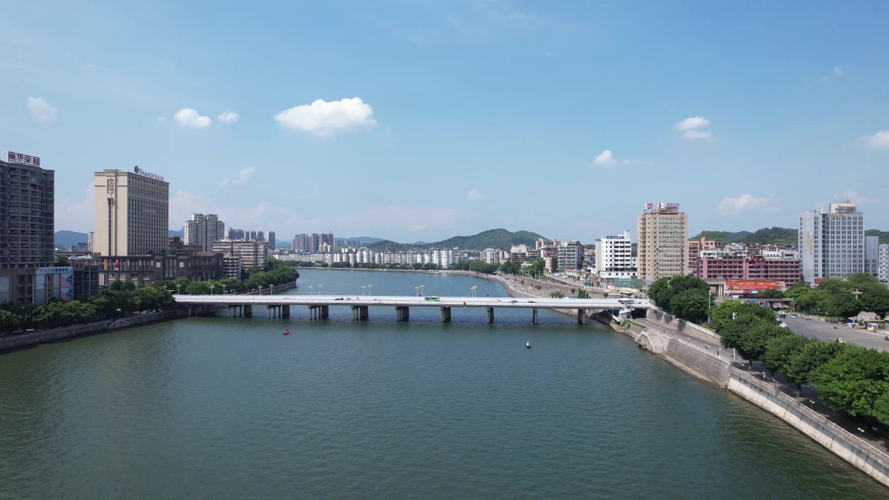 广东韶关城市风光航拍 