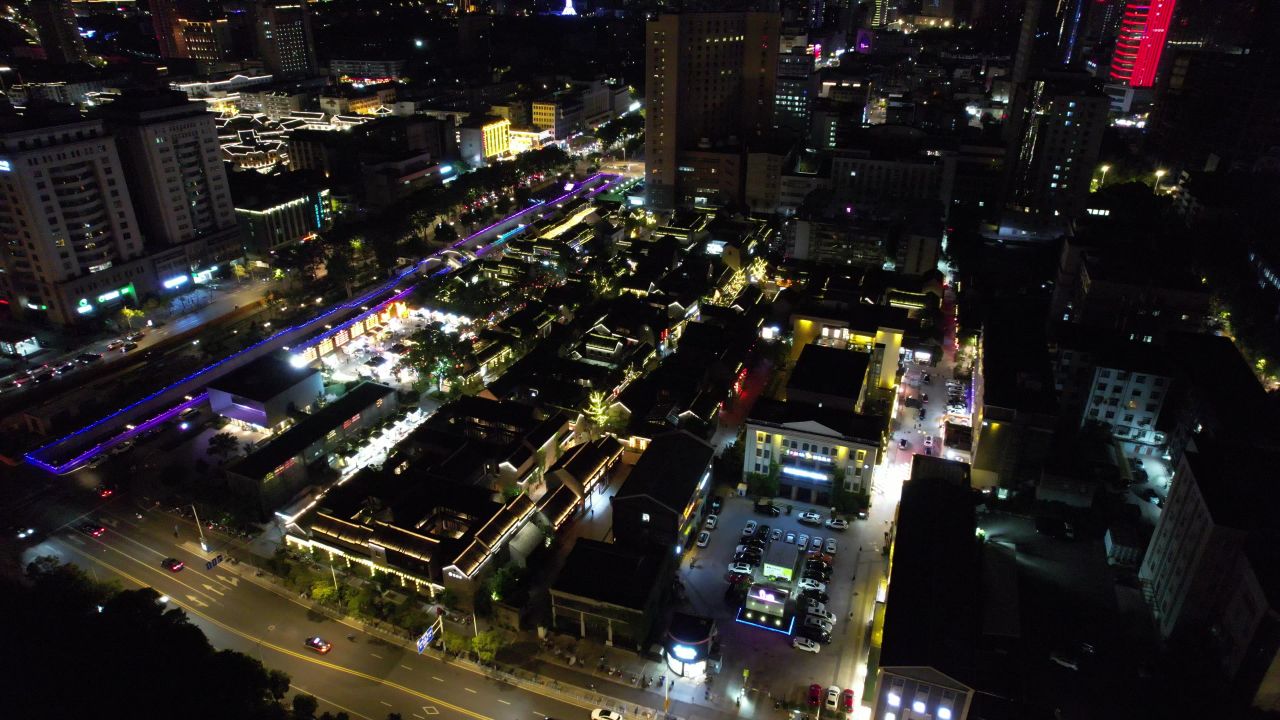 江苏徐州城市夜景灯光城市夜景航拍 