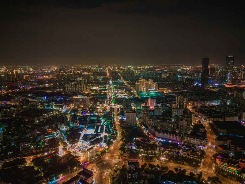 航拍 江苏 无锡 城市 夜景