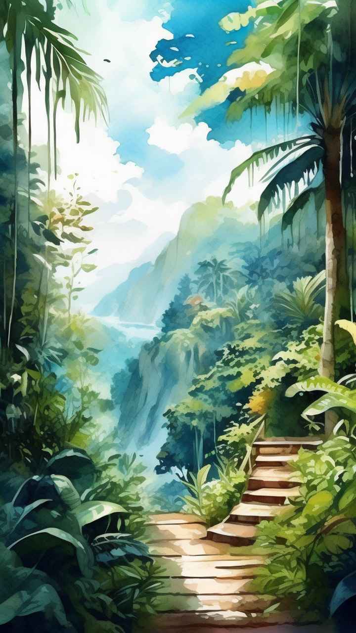 俯瞰热带雨林概念插画 29