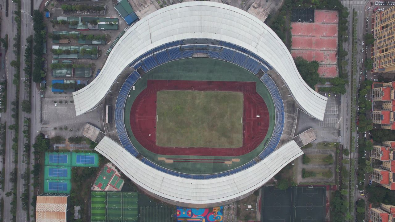 广西钦州体育中心体育馆航拍  