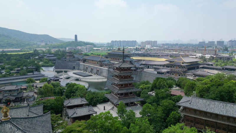 航拍湖北襄阳中国唐城影视基地